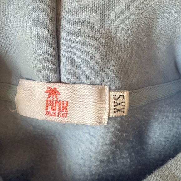 Light Blue Pink Palm Puff Hoodie Size XXS - Picture 5 of 5
